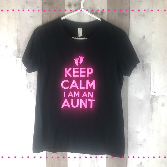 Keep Calm I am an Aunt Black & pink T-shirt size Large - Picture 1 of 1